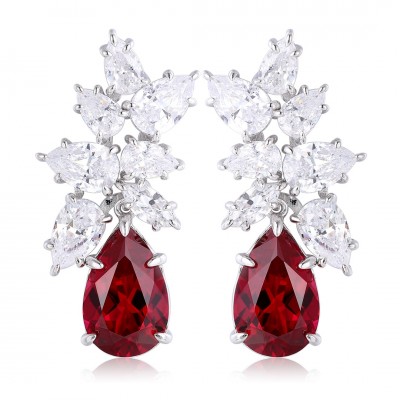 Ruif Jewelry Classic Design S925 Silver 8.5ct Lab Grown Ruby  Earrings Gemstone Jewelry