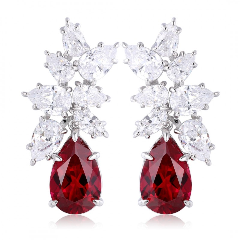 Ruif Jewelry Classic Design S925 Silver 8.5ct Lab Grown Ruby  Earrings Gemstone Jewelry