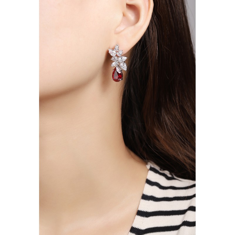 Ruif Jewelry Classic Design S925 Silver 8.5ct Lab Grown Ruby  Earrings Gemstone Jewelry