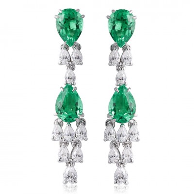 Ruif Jewelry Classic Design S925 Silver 2.75ct Lab Grown Emerald/Ruby Earrings Gemstone Jewelry