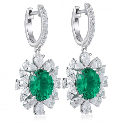 Ruif Jewelry Classic Design S925 Silver 5.22ct Lab Grown Emerald/Red Ruby/Royal Blue Sapphire Earrings  Gemstone Jewelry