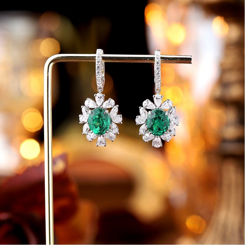 Ruif Jewelry Classic Design S925 Silver 5.22ct Lab Grown Emerald/Red Ruby/Royal Blue Sapphire Earrings  Gemstone Jewelry