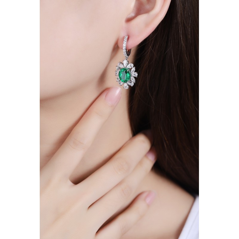 Ruif Jewelry Classic Design S925 Silver 5.22ct Lab Grown Emerald/Red Ruby/Royal Blue Sapphire Earrings  Gemstone Jewelry