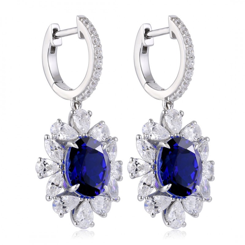 Ruif Jewelry Classic Design S925 Silver 5.22ct Lab Grown Emerald/Red Ruby/Royal Blue Sapphire Earrings  Gemstone Jewelry