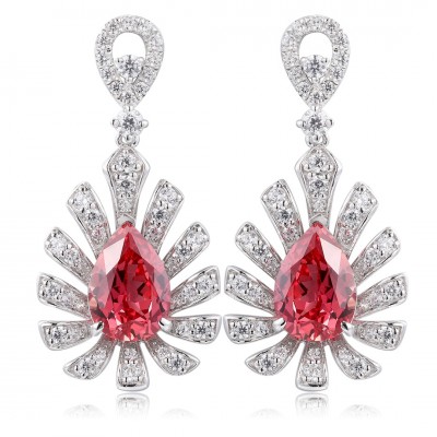 Ruif Jewelry Classic Design S925 Silver 5ct Lab Grown Ruby  Earrings Gemstone Jewelry