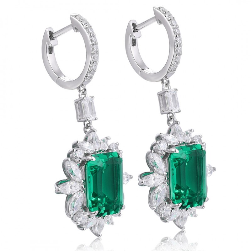 Ruif Jewelry Classic Design S925 Silver 9.22ct Lab Grown Emerald Earrings Gemstone Jewelry