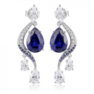 Ruif Jewelry Classic Design S925 Silver 5.2ct Lab Grown Sapphire  Earrings Royal Blue Gemstone Jewelry