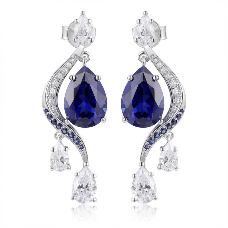 Ruif Jewelry Classic Design S925 Silver 5.2ct Lab Grown Sapphire  Earrings Royal Blue Gemstone Jewelry