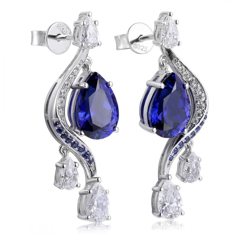 Ruif Jewelry Classic Design S925 Silver 5.2ct Lab Grown Sapphire  Earrings Royal Blue Gemstone Jewelry