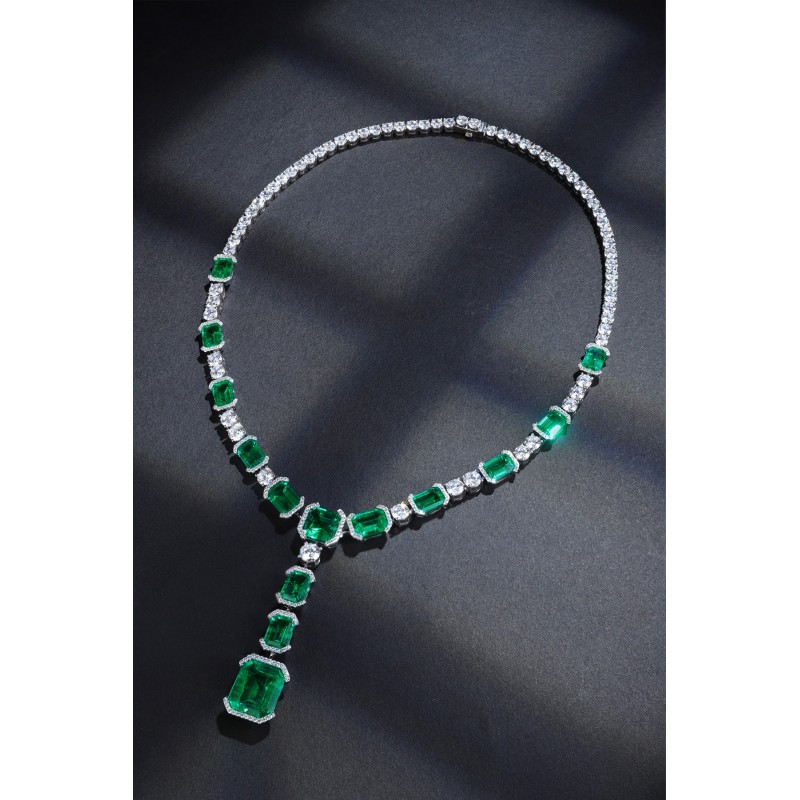 Ruif Jewelry Classic Design S925 Silver 38.35ct Lab Grown Emerald Pendant Necklace Gemstone Jewelry