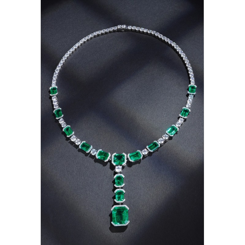 Ruif Jewelry Classic Design S925 Silver 38.35ct Lab Grown Emerald Pendant Necklace Gemstone Jewelry