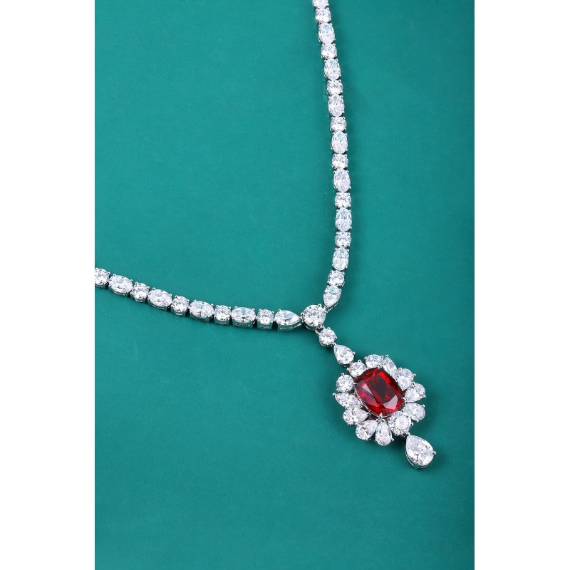 Ruif Jewelry Classic Design S925 Silver 7.05ct Lab Grown Ruby Pendant Necklace Gemstone Jewelry