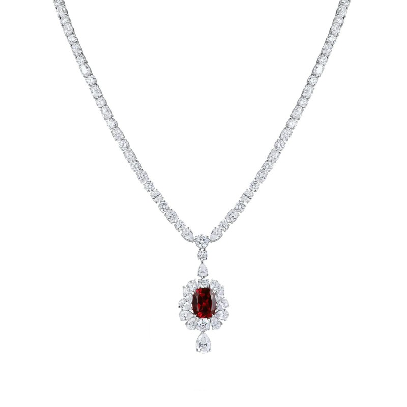 Ruif Jewelry Classic Design S925 Silver 7.05ct Lab Grown Ruby Pendant Necklace Gemstone Jewelry