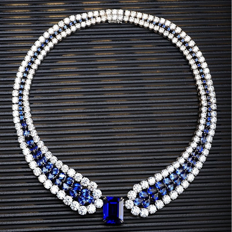 Ruif  Jewelry Classic Design S925 Silver 21.81ct Royal Blue Lab Grown Sapphire Pendant Necklace Gemstone Jewelry