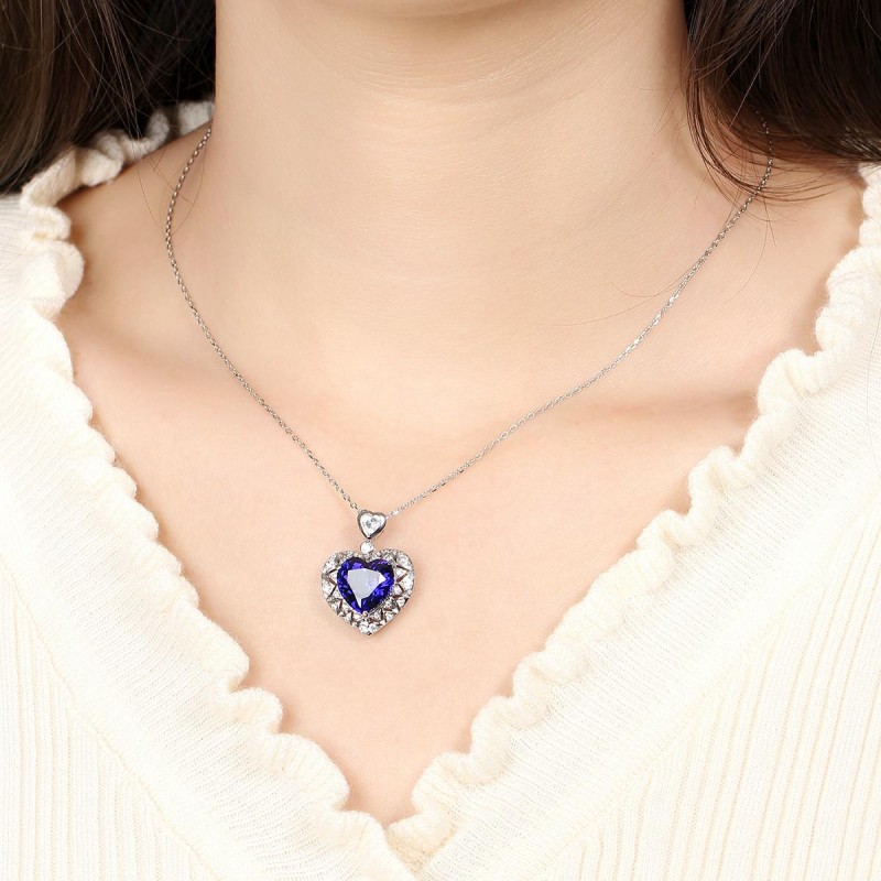 Ruif Jewelry Classic Design S925 Silver 4.68ct Lab Grown Emerald Pendant Necklace royal blue sapphire Red Ruby Gemstone Jewelry