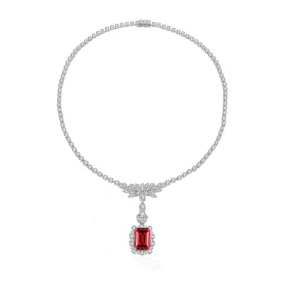 Ruif Jewelry Classic Design S925 Silver 14.38ct Lab Grown Ruby Pendant Necklace Gemstone Jewelry