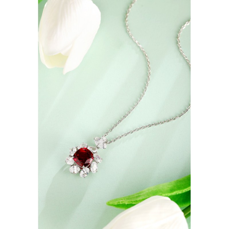 Ruif Jewelry Classic Design S925 Silver 5.8ct Lab Grown Ruby Pendant Necklace Gemstone Jewelry