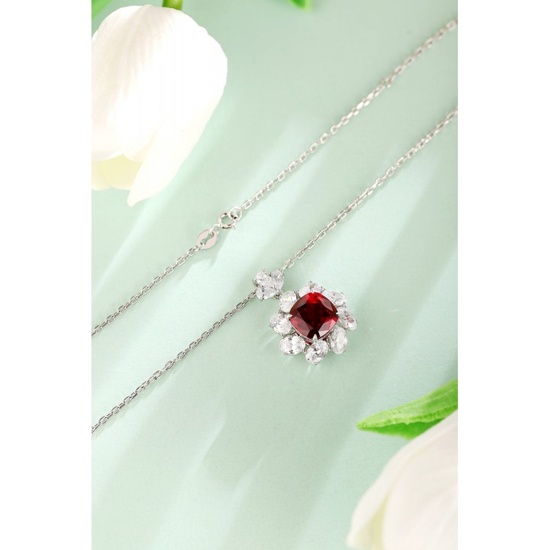 Ruif Jewelry Classic Design S925 Silver 5.8ct Lab Grown Ruby Pendant Necklace Gemstone Jewelry