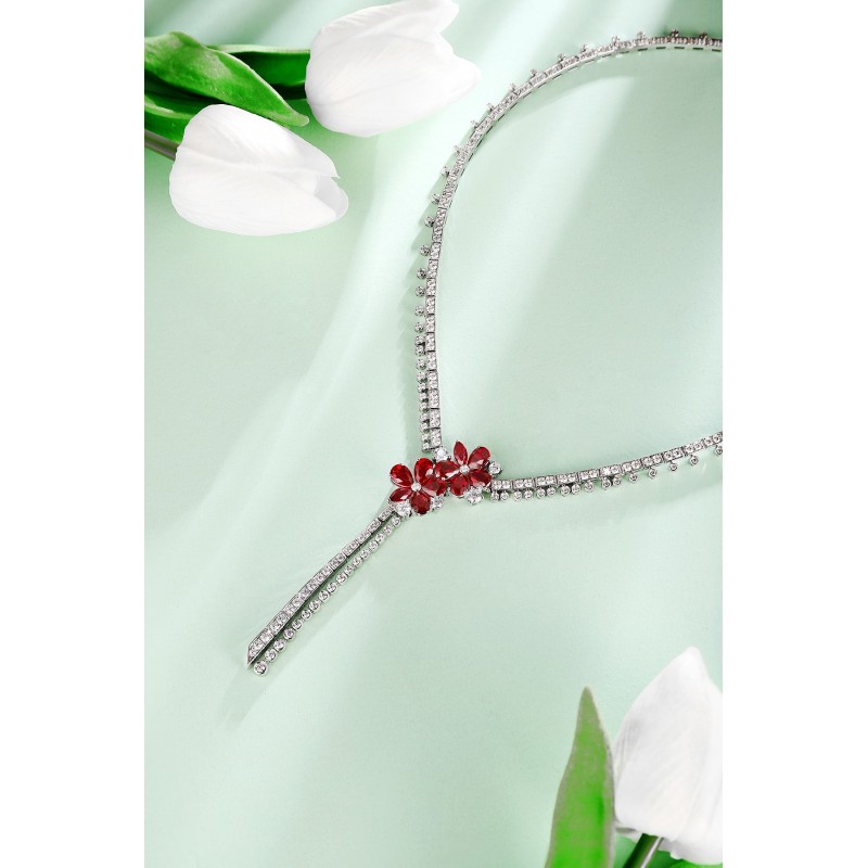 Ruif Jewelry Classic Design S925 Silver 9.98ct Lab Grown Ruby Pendant Necklace Gemstone Jewelry