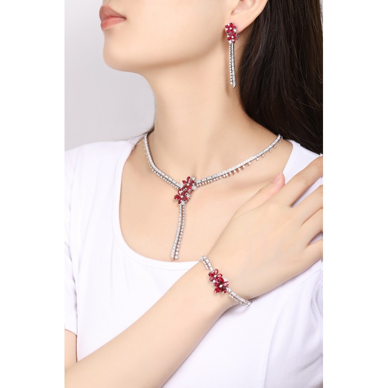 Ruif Jewelry Classic Design S925 Silver 9.98ct Lab Grown Ruby Pendant Necklace Gemstone Jewelry