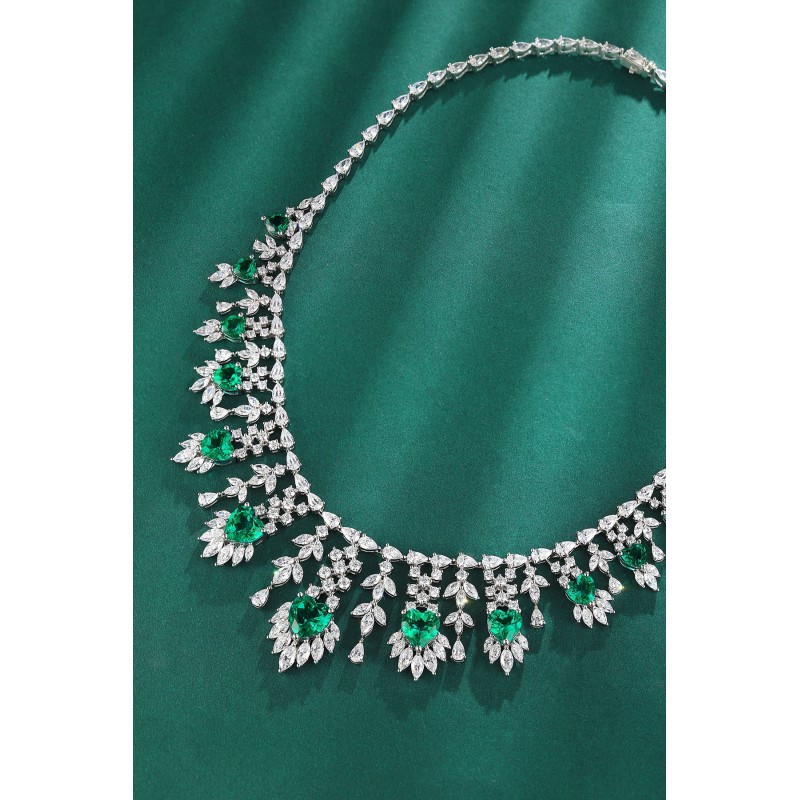 Ruif Jewelry Classic Design Green S925 Silver 18.86ct Lab Grown Emerald Pendant Necklace Gemstone Jewelry