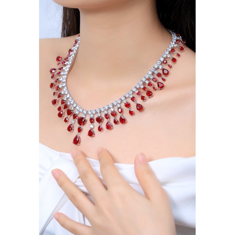 Ruif Jewelry Classic Design S925 Silver 93.75ct Lab Grown Ruby Pendant Necklace Gemstone Jewelry