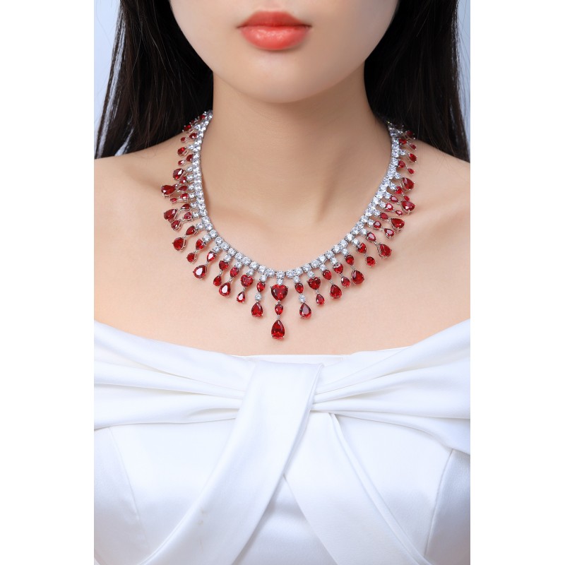 Ruif Jewelry Classic Design S925 Silver 93.75ct Lab Grown Ruby Pendant Necklace Gemstone Jewelry