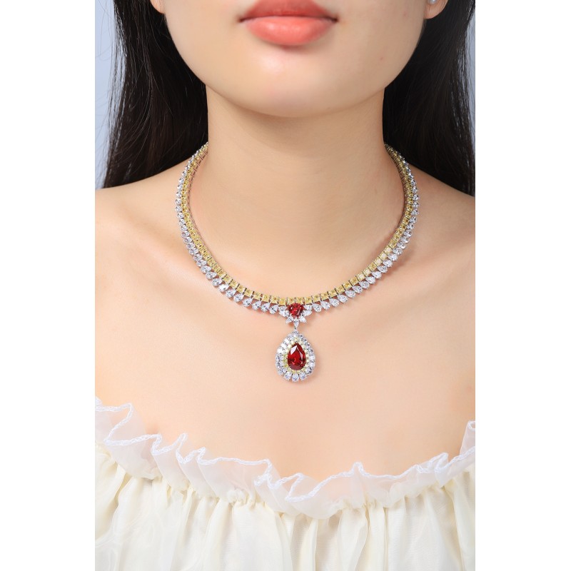 Ruif Jewelry Classic Design S925 Silver 11.05ct Lab Grown Ruby Pendant Necklace Gemstone Jewelry