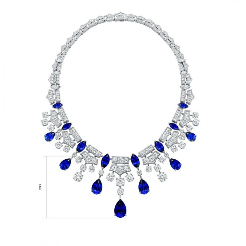 Ruif  Jewelry Classic Design S925 Silver 49.99ct Royal Blue Lab Grown Sapphire Pendant Necklace Gemstone Jewelry