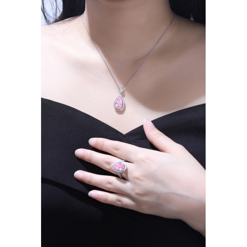 Ruif Jewelry Classic Design S925 Silver 5.265ct Lab Grown Sapphire Morgan Pink Pendant Necklace Gemstone Jewelry