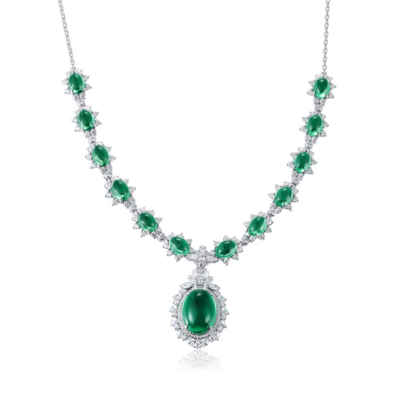 Ruif Jewelry Classic Design Green S925 Silver 22.75ct Lab Grown Emerald Luxury Necklace Gemstone Jewelry