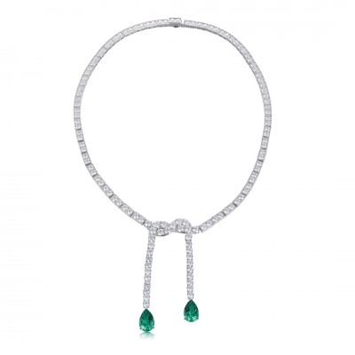 Ruif Jewelry Classic Design Green S925 Silver 7.9ct Lab Grown Emerald Luxury Necklace Gemstone Jewelry