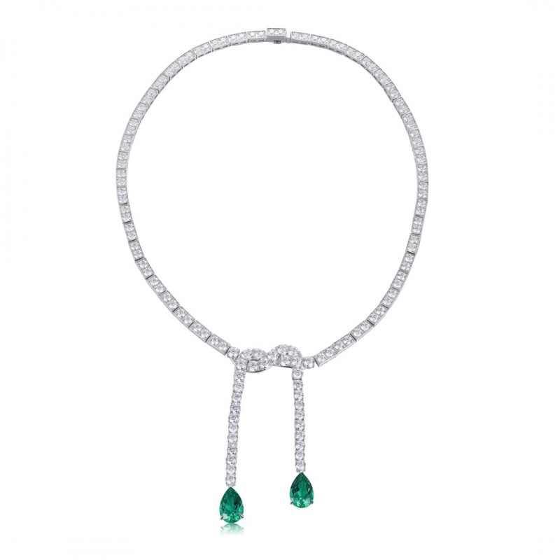 Ruif Jewelry Classic Design Green S925 Silver 7.9ct Lab Grown Emerald Luxury Necklace Gemstone Jewelry