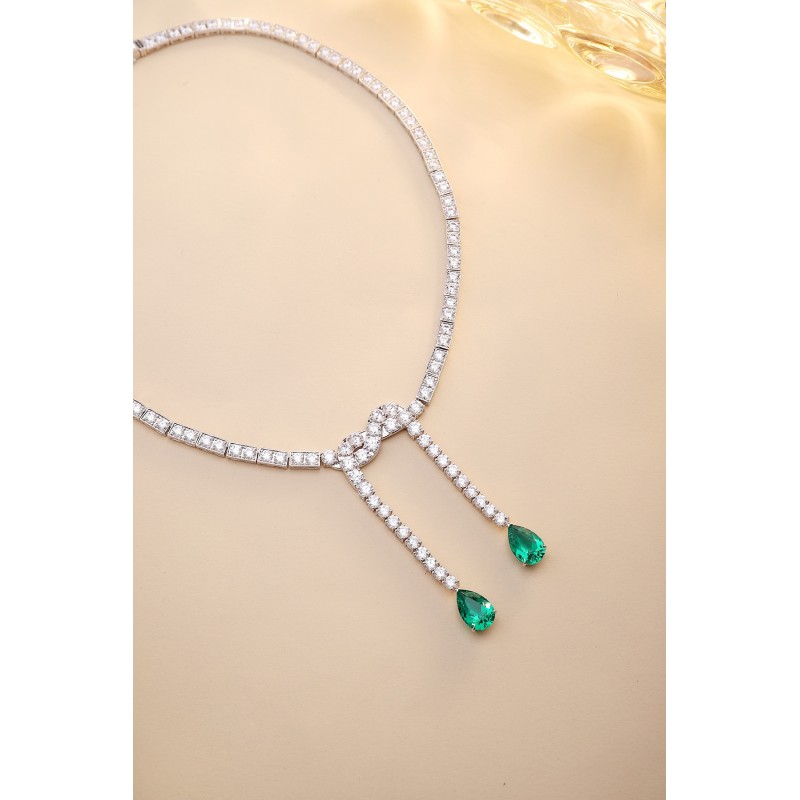 Ruif Jewelry Classic Design Green S925 Silver 7.9ct Lab Grown Emerald Luxury Necklace Gemstone Jewelry