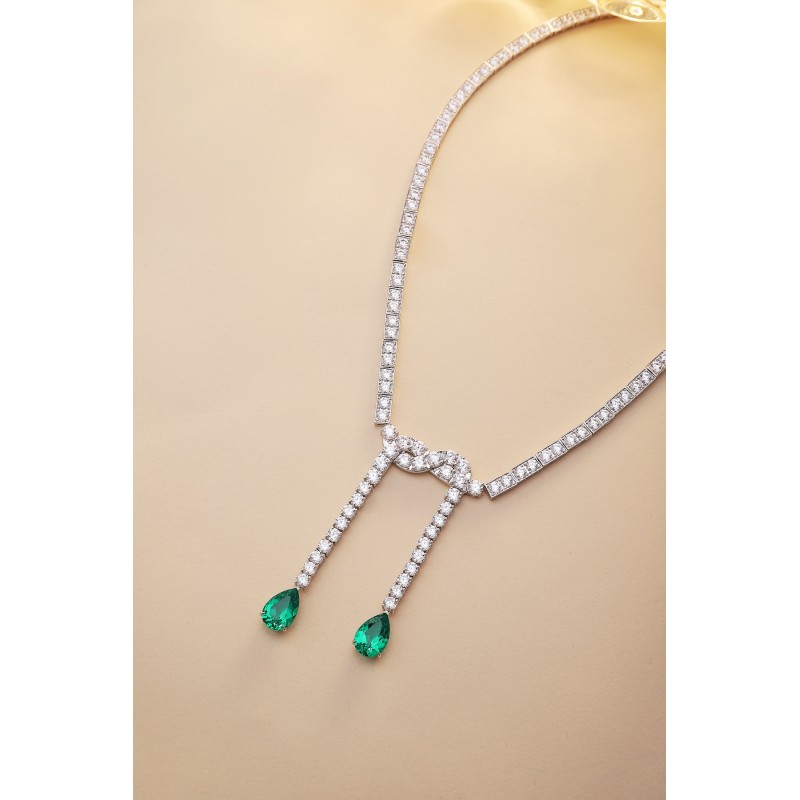 Ruif Jewelry Classic Design Green S925 Silver 7.9ct Lab Grown Emerald Luxury Necklace Gemstone Jewelry