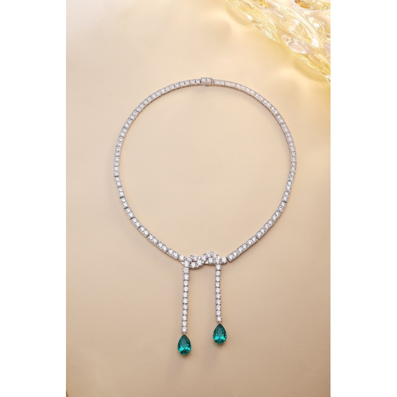 Ruif Jewelry Classic Design Green S925 Silver 7.9ct Lab Grown Emerald Luxury Necklace Gemstone Jewelry