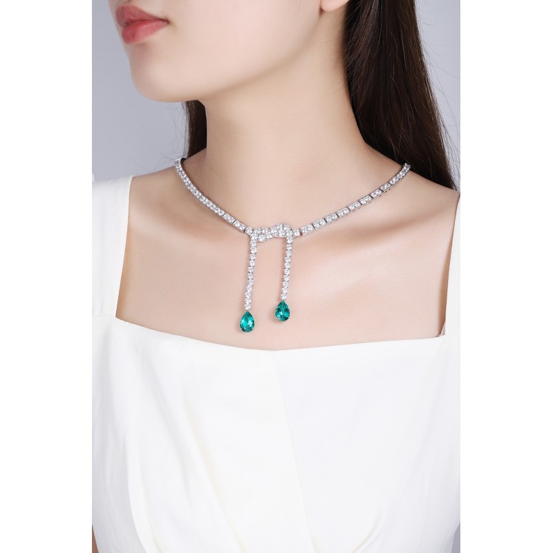 Ruif Jewelry Classic Design Green S925 Silver 7.9ct Lab Grown Emerald Luxury Necklace Gemstone Jewelry