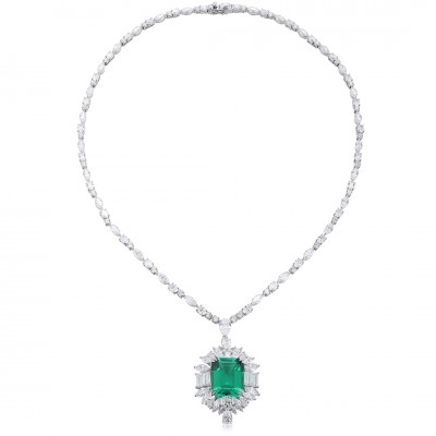 Ruif Jewelry Classic Design Green S925 Silver 7.725ct Lab Grown Emerald Luxury Necklace Gemstone Jewelry