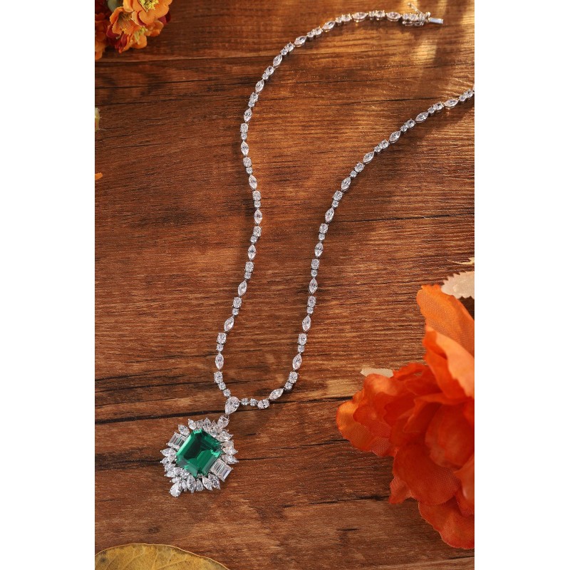 Ruif Jewelry Classic Design Green S925 Silver 7.725ct Lab Grown Emerald Luxury Necklace Gemstone Jewelry