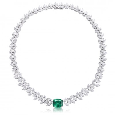 Ruif Jewelry Classic Design S925 Silver 8.37ct Lab Grown Emerald Pendant Necklace Gemstone Jewelry