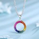 Ruif  Jewelry Classic Design S925 Silver Rainbow Color Lab Grown Sapphire Pendant Necklace Gemstone Jewelry