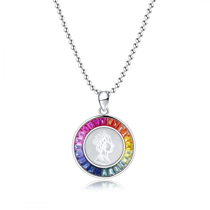 Ruif  Jewelry Classic Design S925 Silver Rainbow Color Lab Grown Sapphire Pendant Necklace Gemstone Jewelry