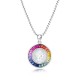 Ruif  Jewelry Classic Design S925 Silver Rainbow Color Lab Grown Sapphire Pendant Necklace Gemstone Jewelry