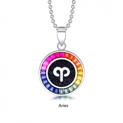 Ruif  Jewelry Classic Design S925 Silver Rainbow Color Lab Grown Sapphire Pendant Necklace Gemstone Jewelry