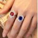 Ruif Jewelry Classic Design S925 Silver 4.205ct Lab Grown Ruby And Royal Blue Sapphire Ring Cushion Cut Wedding Bands