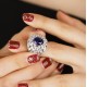 Ruif Jewelry Classic Design S925 Silver Lab Grown Ruby And Royal Blue Sapphire Ring Oval Shape Wedding Bands