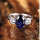 Ruif Jewelry Classic Design S925 Silver 2.28ct Lab Grown Emerald And 3.08ct Royal Blue Sapphire Ring Oval Shape Wedding Bands