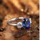 Ruif Jewelry Classic Design S925 Silver 2.28ct Lab Grown Emerald And 3.08ct Royal Blue Sapphire Ring Oval Shape Wedding Bands