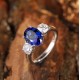 Ruif Jewelry Classic Design S925 Silver 2.28ct Lab Grown Emerald And 3.08ct Royal Blue Sapphire Ring Oval Shape Wedding Bands