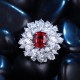 Ruif Jewelry Classic Design S925 Silver 4.36ct Lab Grown Ruby Ring Wedding Bands